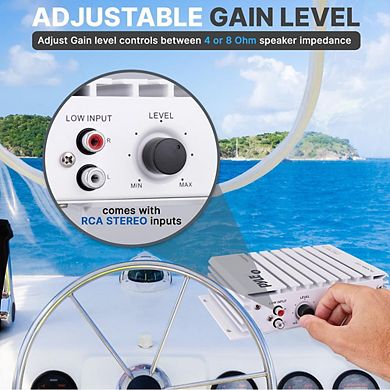 Pyle 2-Channel Waterproof Marine Amplifier - 240W Max - Gold RCA Inputs with Protection - Black