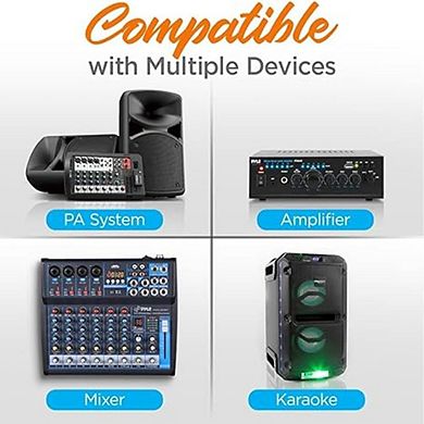 Pyle VHF Wireless Microphone System, 2 Handheld Mics, Receiver, PA/Karaoke, Black