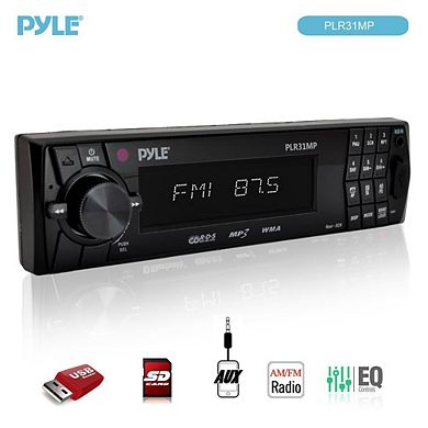 Pyle Single DIN Vehicle Receiver Headunit - AM/FM-MPX In-Dash Detachable Face Radio