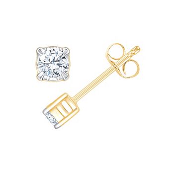 Always Mine 10k Gold 1/10 Carat T.W. Diamond Miracle Plate Stud Earrings