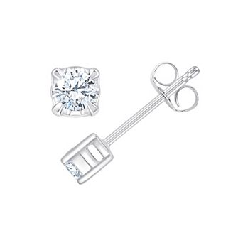 Always Mine 10k Gold 1/10 Carat T.W. Diamond Miracle Plate Stud Earrings