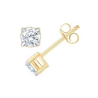 Always Mine 10k Gold 1/3 Carat T.W. Diamond Miracle Plate Stud Earrings