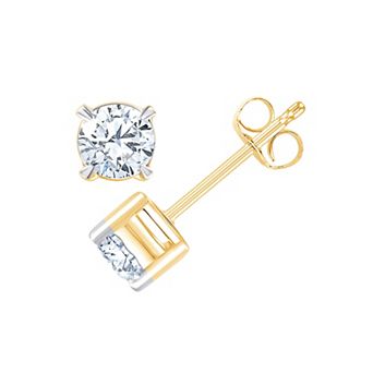 Always Mine 10k Gold 1 Carat T.W. Diamond Miracle Plate Stud Earrings