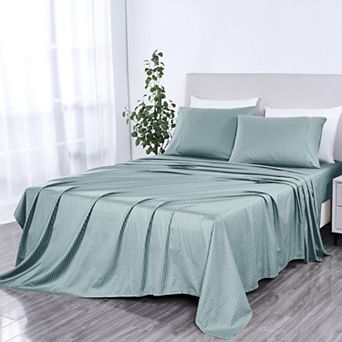 Bibb Home 1000 Thread Count Egyptian Cotton Damask Stripe Sheet Set