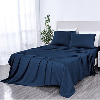 Bibb Home 1000 Thread Count Egyptian Cotton Damask Stripe Sheet Set