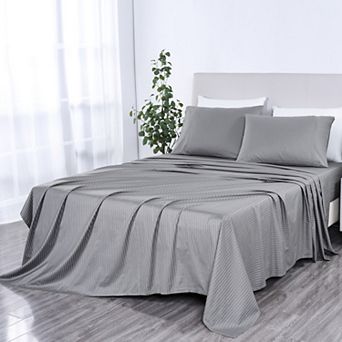 Bibb Home 1000 Thread Count Egyptian Cotton Damask Stripe Sheet Set