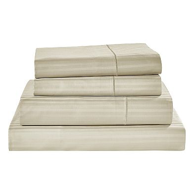 Bibb Home 500 Thread Count Damask Stripe Sheet Set with Optifit