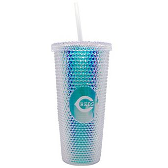 Cincinnati Reds 24oz. Iridescent Studded Travel Tumbler with Straw