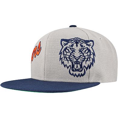 Men's Mitchell & Ness Gray Detroit Tigers Knock Out Panel Snapback Hat