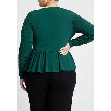 ELOQUII Women's Plus Size Shirred Peplum Top