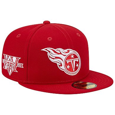 Men's New Era Scarlet Tennessee Titans 15 Years Main Patch 59FIFTY Fitted Hat