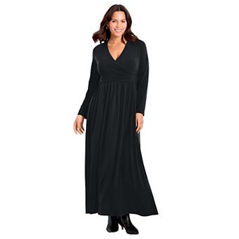 Avenue Women's Plus Size Faux Wrap Flare Maxi Dress