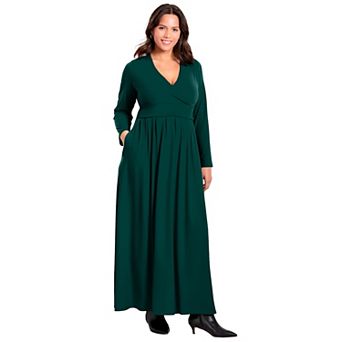 Avenue Women's Plus Size Faux Wrap Flare Maxi Dress