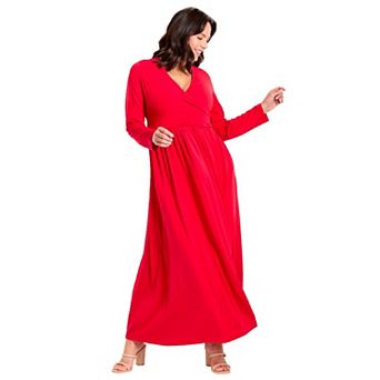 Avenue Women's Plus Size Faux Wrap Flare Maxi Dress