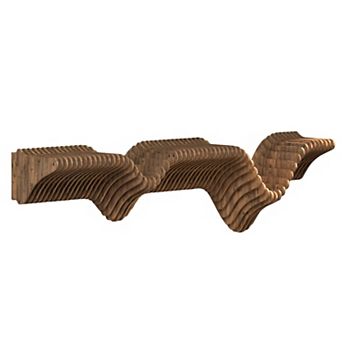 Geometric Floating Wall Shelf 3D Wavy TV Unit in Wood, Stylish Decor for Living & Gaming Spaces