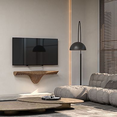 Floating Shelf TV Unit Modern Geometric Wooden Wall Piece Decor 3D Wavy For Living and Gaming Room