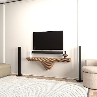 Floating Shelf TV Unit Modern Geometric Wooden Wall Piece Decor 3D Wavy For Living and Gaming Room