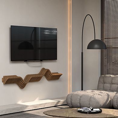 Stylish 3D Wavy Floating Shelf Modern Parametric Wooden TV Unit for Living & Gaming Rooms