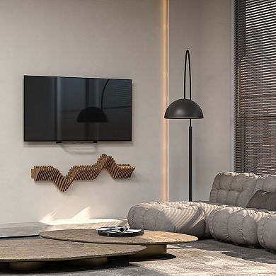 Stylish 3D Wavy Floating Shelf Modern Parametric Wooden TV Unit for Living & Gaming Rooms