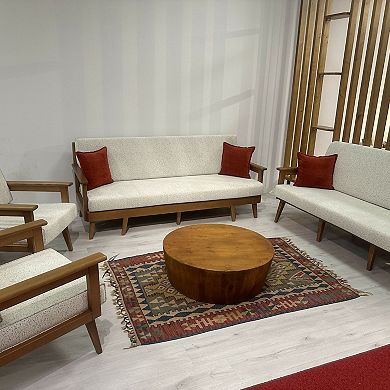 Handcrafted Solid Wood Round Coffee Table