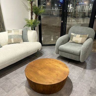 Handcrafted Solid Wood Round Coffee Table