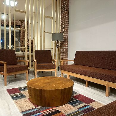 Handcrafted Solid Wood Round Coffee Table