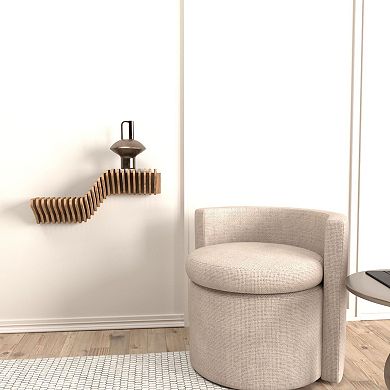 3D Modern Geometric Wavy Living and Gaming Room Floating Shelf, Wooden Wall Piece Décor