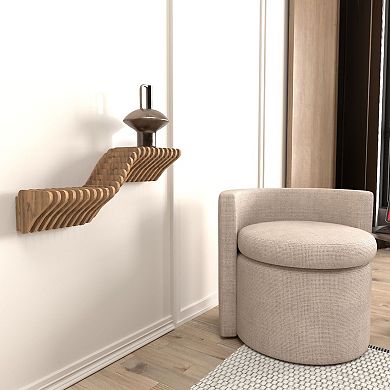 3D Modern Geometric Wavy Living and Gaming Room Floating Shelf, Wooden Wall Piece Décor