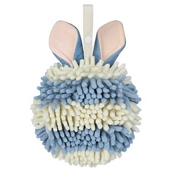 1 pc Fluffy Chenille Ball Hand Towels with Hanging Loops Rabbit Shape Quick Drying Soft Towel 7"x7"