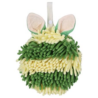 1 pc Fluffy Chenille Ball Hand Towels with Hanging Loops Rabbit Shape Quick Drying Soft Towel 7"x7"