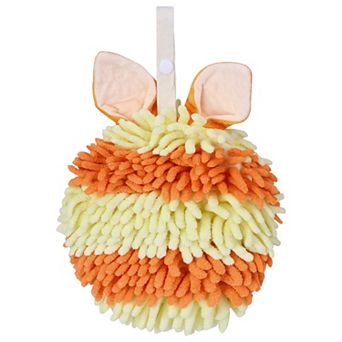 1 pc Fluffy Chenille Ball Hand Towels with Hanging Loops Rabbit Shape Quick Drying Soft Towel 7"x7"