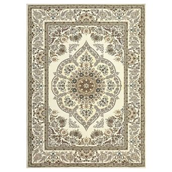 Washable Boho Floral Medallion Area Rug
