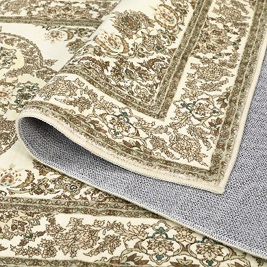Washable Boho Floral Medallion Area Rug