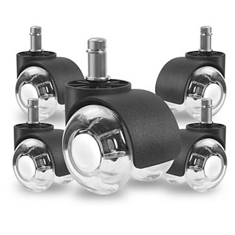 5 Pack Office Chair Wheels PU Rolling Casters Universal Fit for Hardwood Floors & Carpet