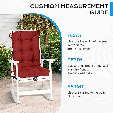 Aoodor Outdoor 42"x 20" x5" Tufted Back Cushions with Ties, Water and Fade Resistant, Set of 2