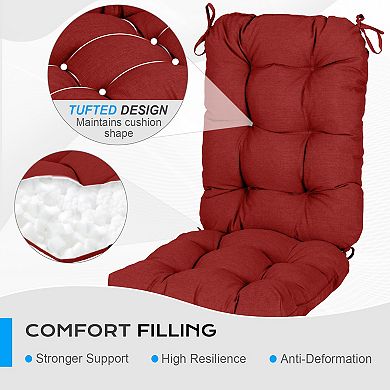 Aoodor Outdoor 42"x 20" x5" Tufted Back Cushions with Ties, Water and Fade Resistant, Set of 2