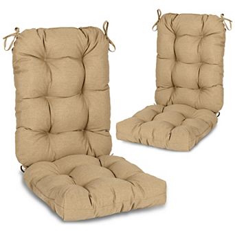 Aoodor Outdoor 42"x 20" x5" Tufted Back Cushions with Ties, Water and Fade Resistant, Set of 2