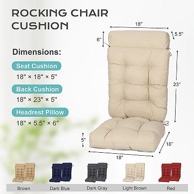 Aoodor Tufted Rocking Chair Cushion with Waterproof & Fade-Resistant, Set of 2