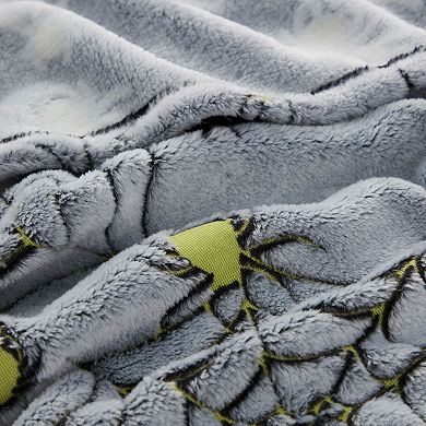 Kate Aurora Halloween Spooky Glow In The Dark Spider Webs Ultra Soft and Plush Throw Blanket
