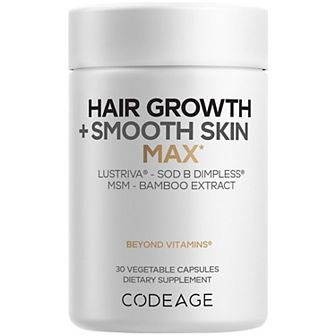 Codeage Hair Growth+Smooth Skin Max Vitamins, Biotin Vitamin C, 30 ct