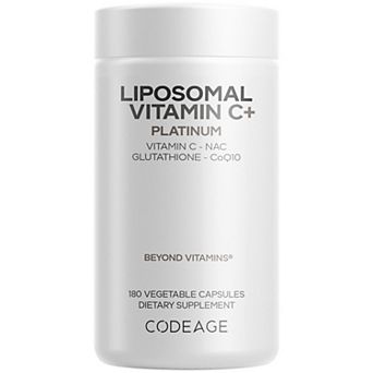 Codeage Liposomal Vitamin C+ Platinum, NAC, Glutathione, 180 ct
