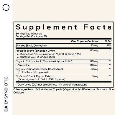 Codeage Daily Synbiotic, Prebiotics Probiotics, L-Glutamine, Zinc 30 ct
