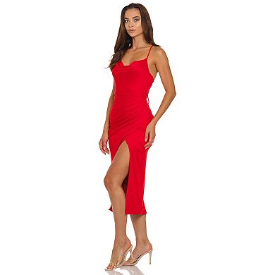Juniors' B. Smart Slit & Lace-Up Midi Dress