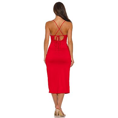 Juniors' B. Smart Slit & Lace-Up Midi Dress