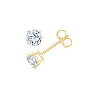 Always Mine 10k Gold 1/2 Carat T.W. GSI Certified Diamond Solitaire Stud Earrings