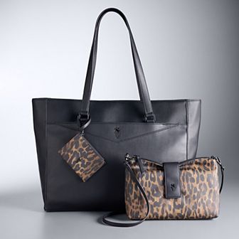 Simply Vera Vera Wang Violet 3 pc Work Tote, Crossbody Bag & Wristlet Set