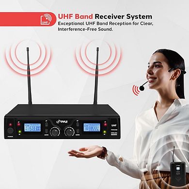 Pyle UHF Wireless Microphone System Kit - (2) Body-Pack Transmitters with Headset