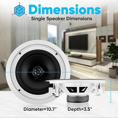 Pyle 8.0'' Home In-Wall / Ceiling Speakers, Dual Speaker System, Flush Mount, 250W