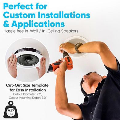 Pyle 8.0'' Home In-Wall / Ceiling Speakers, Dual Speaker System, Flush Mount, 250W