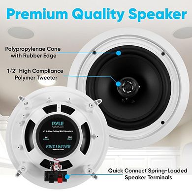 Pyle 8.0'' Home In-Wall / Ceiling Speakers, Dual Speaker System, Flush Mount, 250W